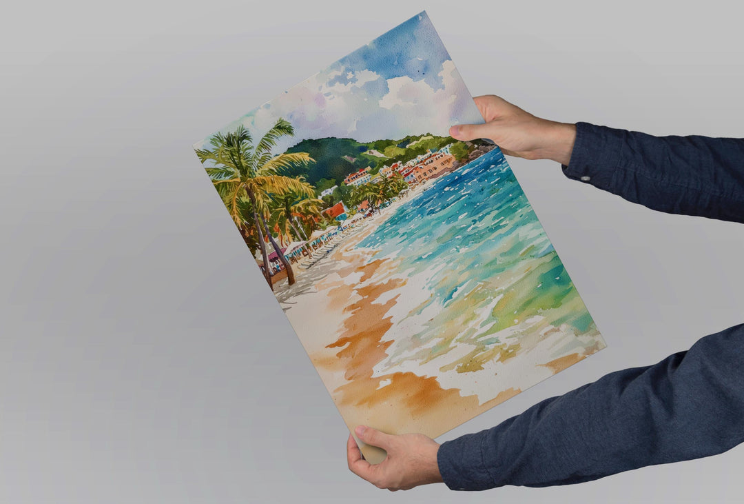 Saint Maarten Watercolor Poster Saint Maarten Travel Print Saint Maarten Island Art Saint Maarten Beach Decor Saint Maarten Wall Art