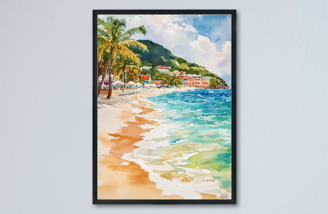 Saint Maarten Watercolor Poster Saint Maarten Travel Print Saint Maarten Island Art Saint Maarten Beach Decor Saint Maarten Wall Art