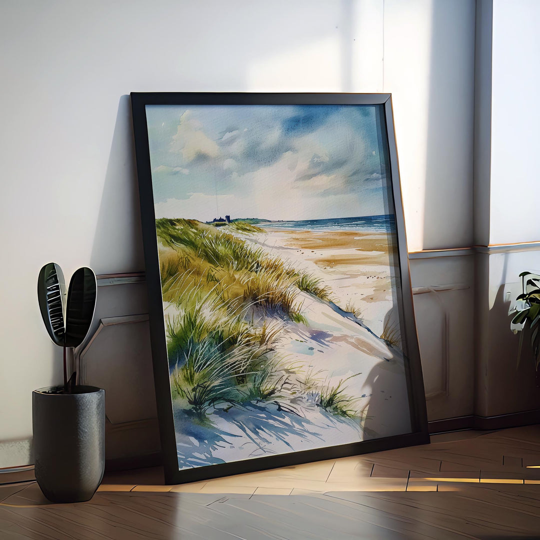 Northumberland Coast Watercolor Poster Northumberland Travel Print Northumberland England Art Northumberland Coastal Decor Northumberland