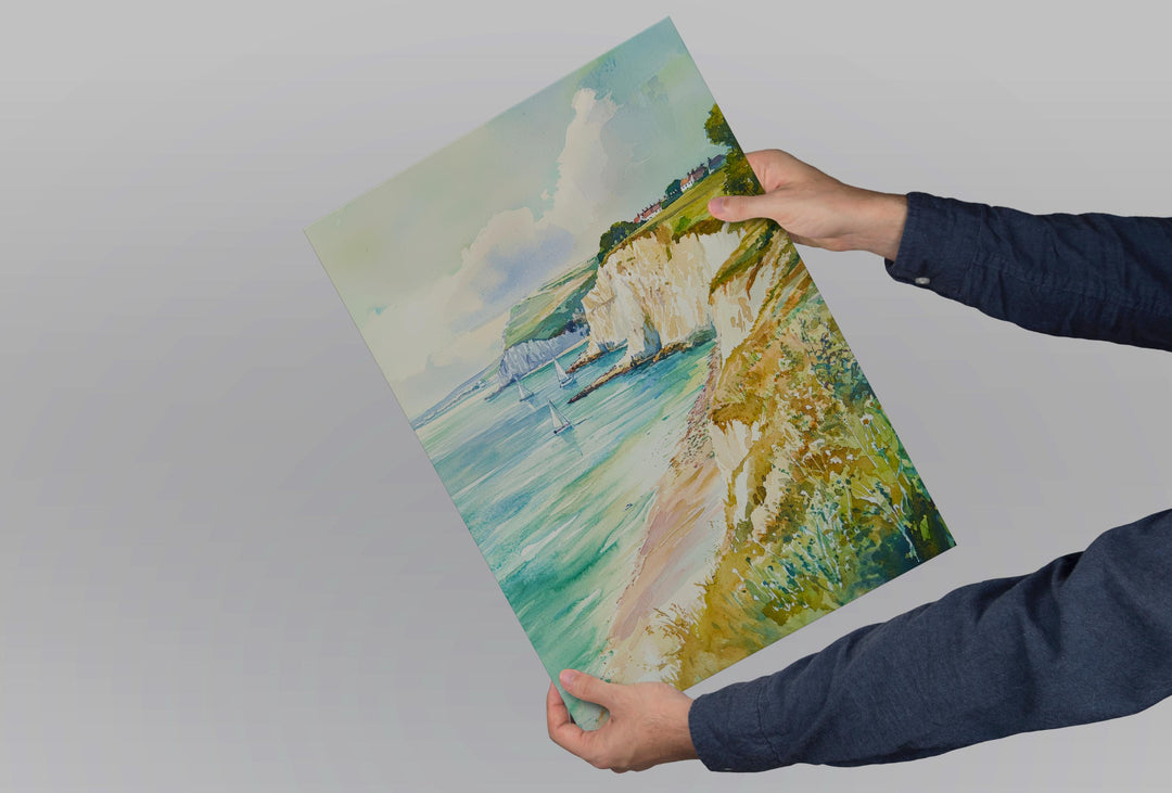 Isle of Wight Watercolor Poster Isle of Wight Travel Print England Coastal Wall Art Isle of Wight Decor The Needles Seaside Landscape Print