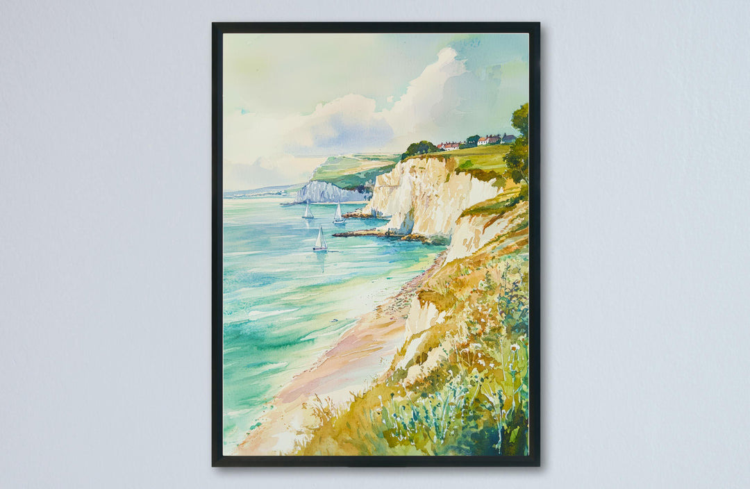 Isle of Wight Watercolor Poster Isle of Wight Travel Print England Coastal Wall Art Isle of Wight Decor The Needles Seaside Landscape Print