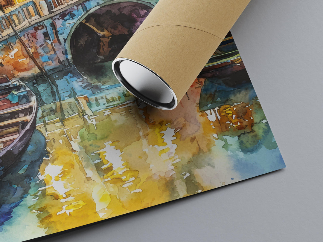 Hoi An Watercolor Poster Hoi An Travel Print Vietnam Wall Art Hoi An Lantern Decor Ancient Town River View Southeast Asia Cityscape Print