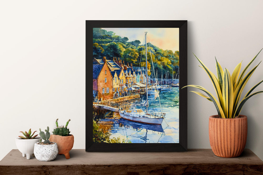 Dartmouth Watercolor Poster Dartmouth Travel Print Devon England Wall Art Coastal Town Decor River Dart Landscape Seaside Scene Print
