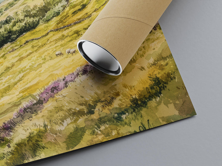 Brecon Beacons Watercolor Poster Wales Travel Print UK National Park Wall Art Brecon Landscape Decor Mountain Scene Countryside Print