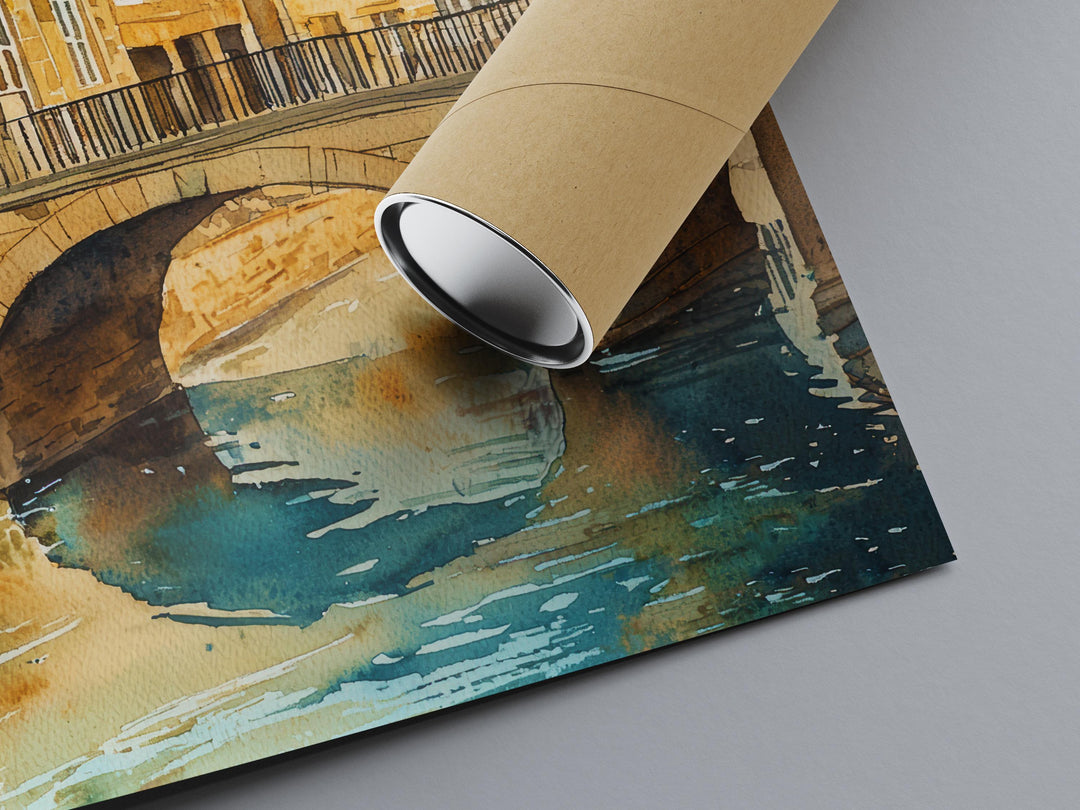 Bath Watercolor Poster Bath Travel Print England Wall Art Roman Baths Decor Georgian Architecture Cityscape Historic UK Scene Print