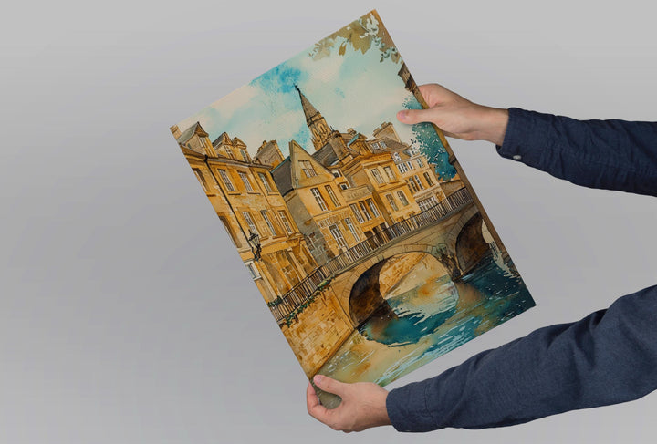 Bath Watercolor Poster Bath Travel Print England Wall Art Roman Baths Decor Georgian Architecture Cityscape Historic UK Scene Print