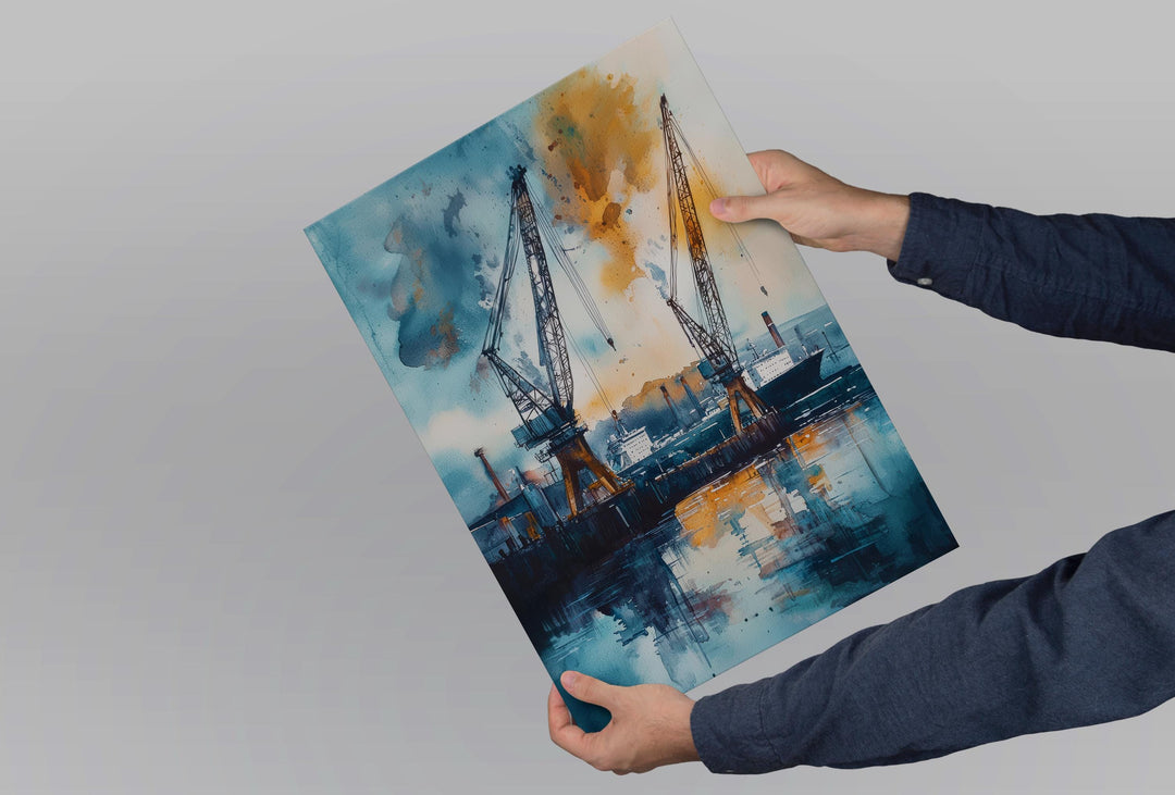 Belfast Watercolor Poster Belfast Travel Print Northern Ireland Wall Art Belfast City Decor Titanic Quarter Landscape Skyline Scene Print