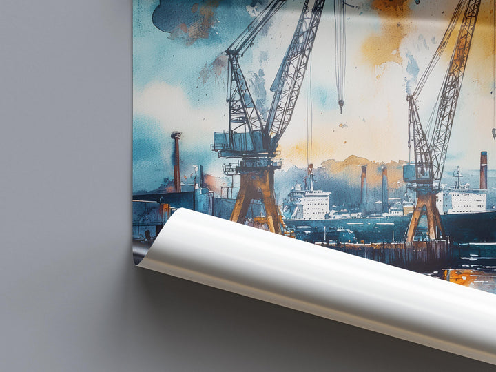 Belfast Watercolor Poster Belfast Travel Print Northern Ireland Wall Art Belfast City Decor Titanic Quarter Landscape Skyline Scene Print