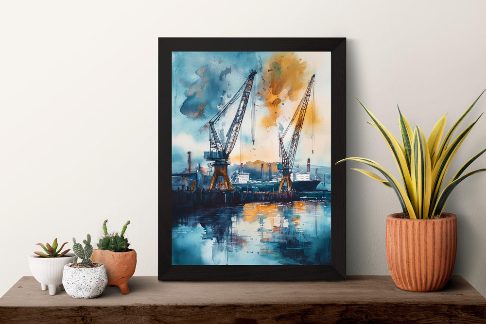 Belfast Watercolor Poster Belfast Travel Print Northern Ireland Wall Art Belfast City Decor Titanic Quarter Landscape Skyline Scene Print
