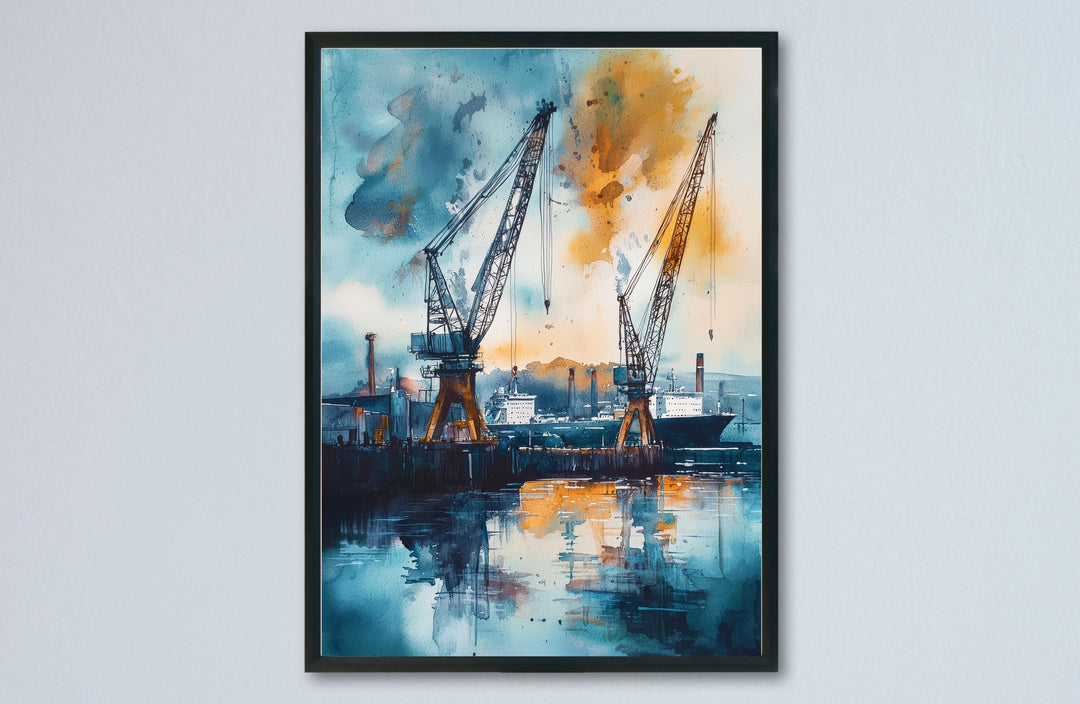 Belfast Watercolor Poster Belfast Travel Print Northern Ireland Wall Art Belfast City Decor Titanic Quarter Landscape Skyline Scene Print