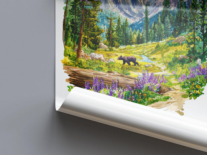 Yosemite National Park Watercolor Poster Yosemite Travel Print California Wall Art Mountain Landscape Decor Nature Scene Valley Print