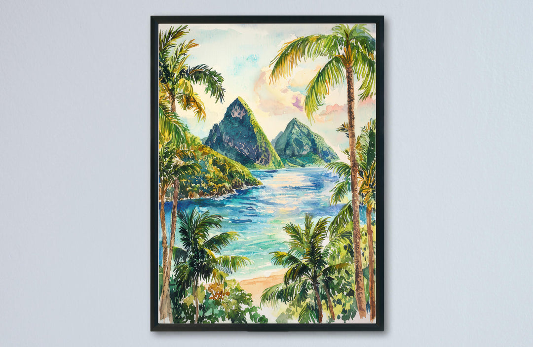 Saint Lucia Watercolor Poster Saint Lucia Travel Print Saint Lucia Wall Art Saint Lucia Painting Caribbean Souvenir Decor
