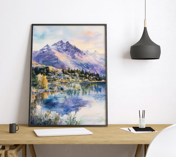 Queenstown Watercolor Poster Queenstown Travel Print Queenstown Wall Art Queenstown Landscape Painting New Zealand Decor
