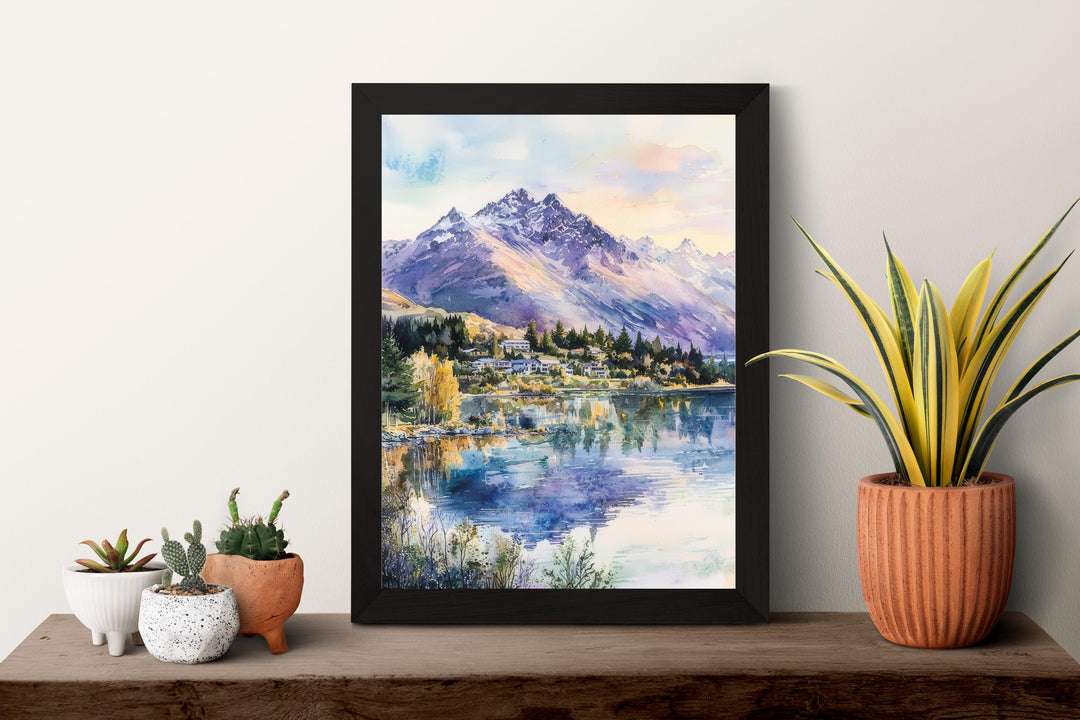 Queenstown Watercolor Poster Queenstown Travel Print Queenstown Wall Art Queenstown Landscape Painting New Zealand Decor