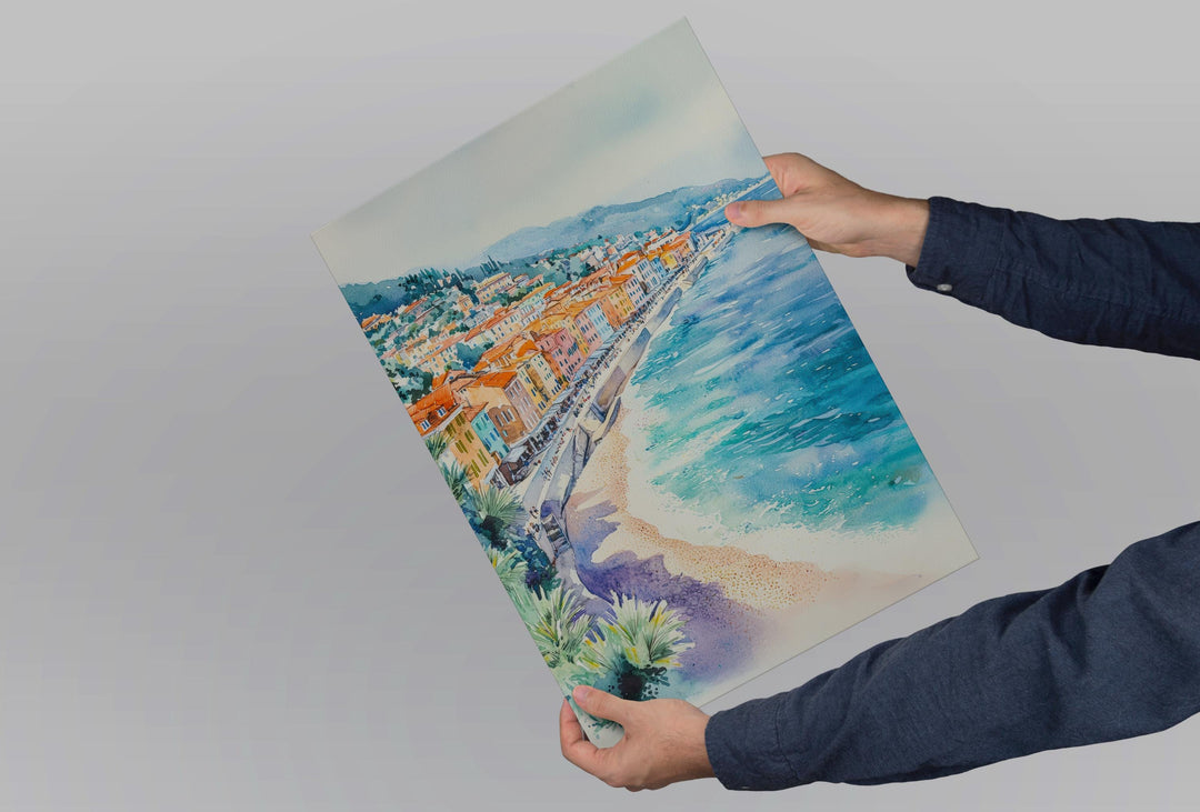Nice France Watercolor Poster Nice Travel Print Nice Wall Art Nice City Painting Nice Souvenir French Riviera Decor