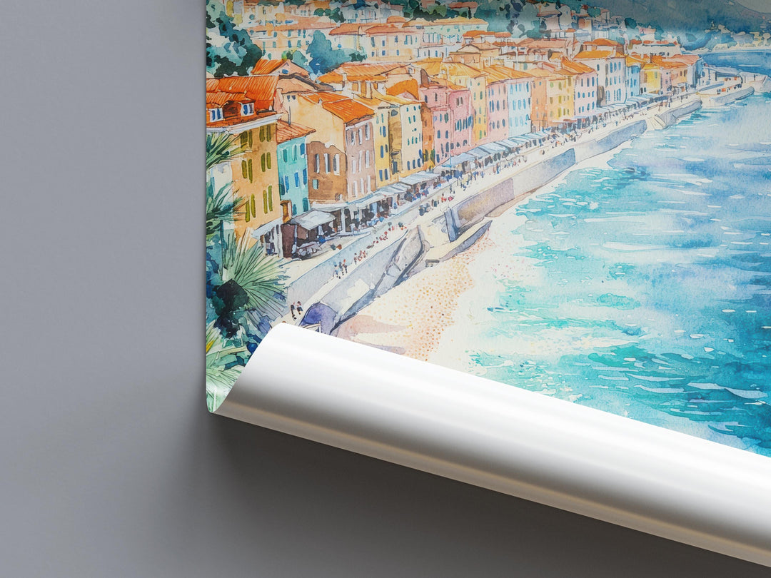Nice France Watercolor Poster Nice Travel Print Nice Wall Art Nice City Painting Nice Souvenir French Riviera Decor