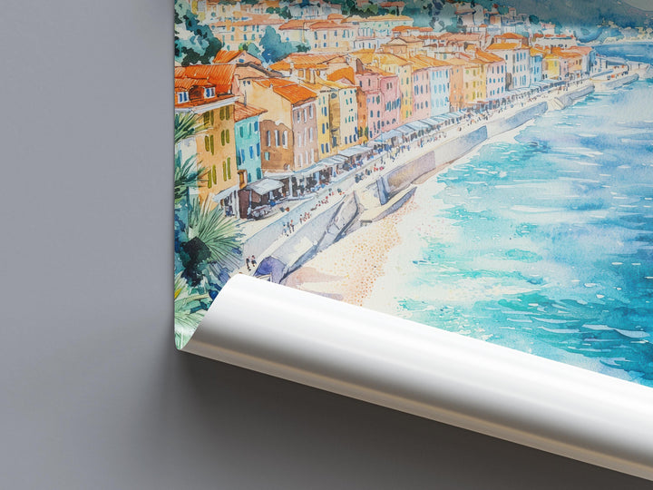 Nice France Watercolor Poster Nice Travel Print Nice Wall Art Nice City Painting Nice Souvenir French Riviera Decor