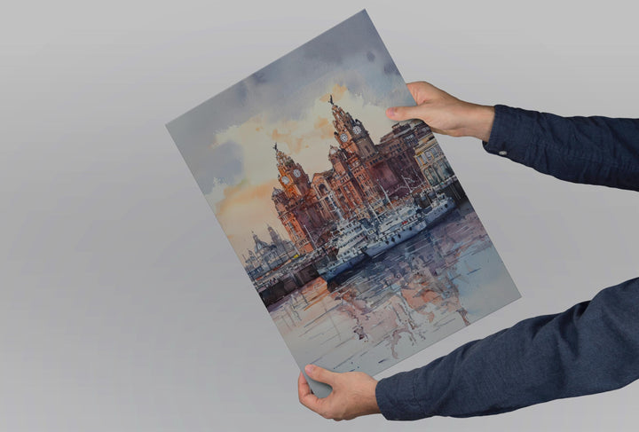Liverpool Watercolor Poster Liverpool Travel Print Liverpool Wall Art Liverpool Cityscape Painting Liverpool Souvenir UK Decor