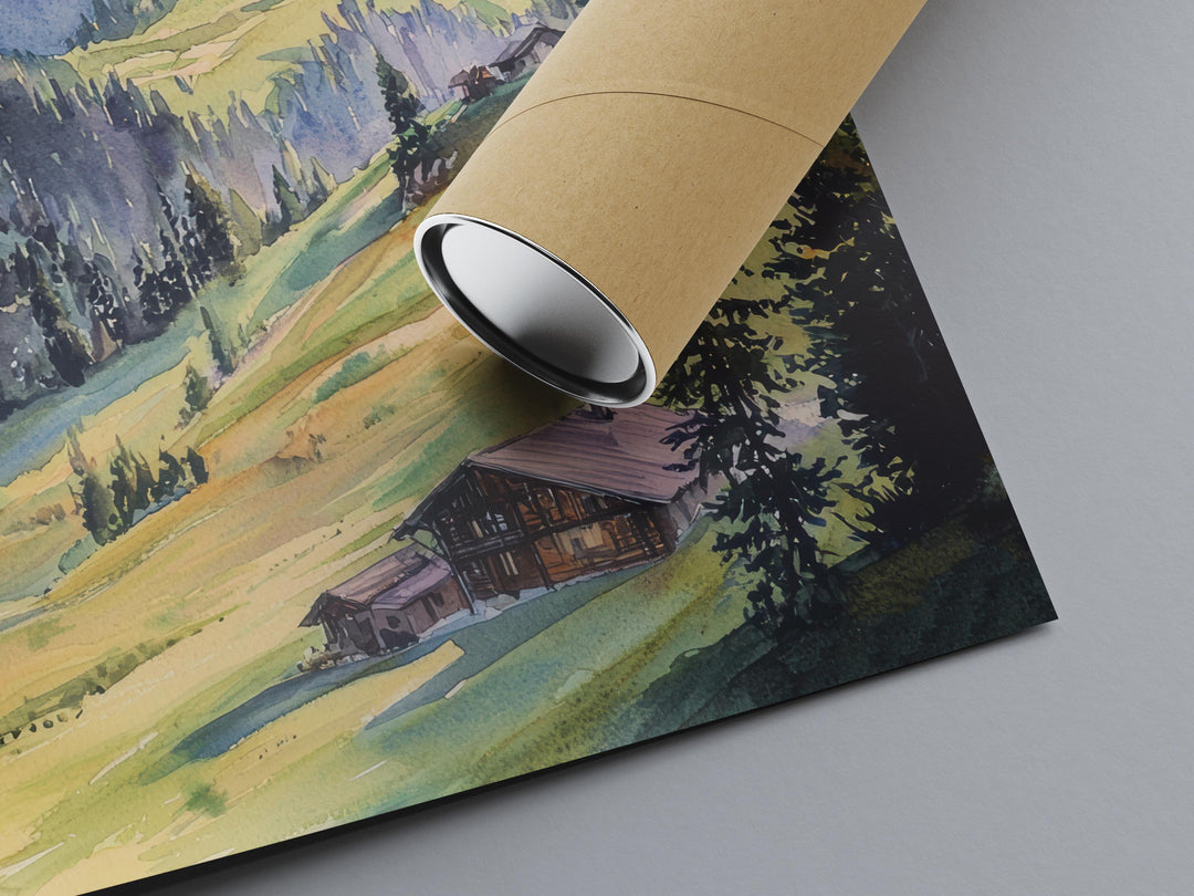 Dolomites Watercolor Poster Dolomites Travel Print Dolomites Wall Art Dolomites Landscape Painting Italy Mountain Decor