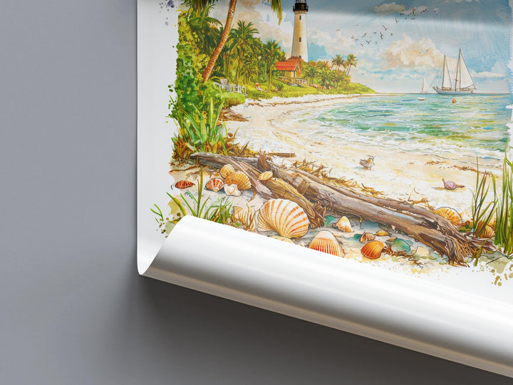 Sanibel Island Watercolor Poster Sanibel Travel Print Florida Wall Art Sanibel Island Decor Coastal Beach Scene Ocean View Shell Print