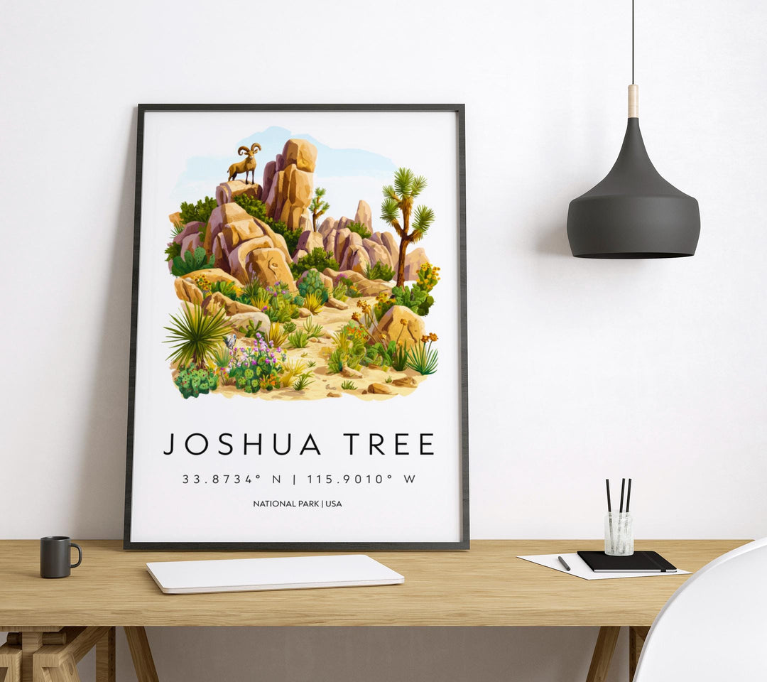 Joshua Tree Watercolor Poster Joshua Tree Travel Print California Wall Art Desert Landscape Decor Joshua Tree Scene Nature Print