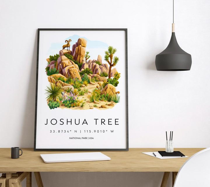Joshua Tree Watercolor Poster Joshua Tree Travel Print California Wall Art Desert Landscape Decor Joshua Tree Scene Nature Print