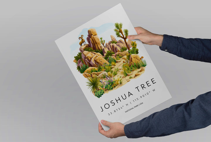 Joshua Tree Watercolor Poster Joshua Tree Travel Print California Wall Art Desert Landscape Decor Joshua Tree Scene Nature Print