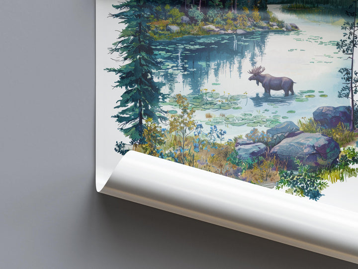 Isle Royale Watercolor Poster Isle Royale Travel Print Michigan Wall Art National Park Decor Lake Superior Landscape Wilderness Scene Print