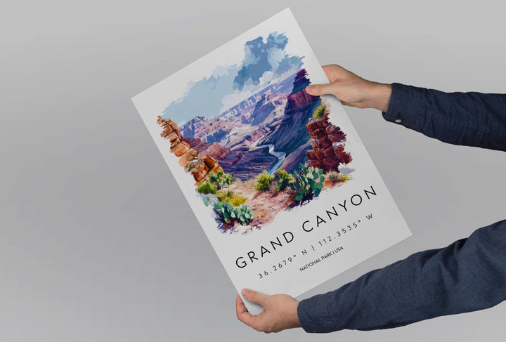 Grand Canyon Watercolor Poster Grand Canyon Travel Print Arizona Wall Art Grand Canyon Decor Southwest Landscape Nature Scene Print