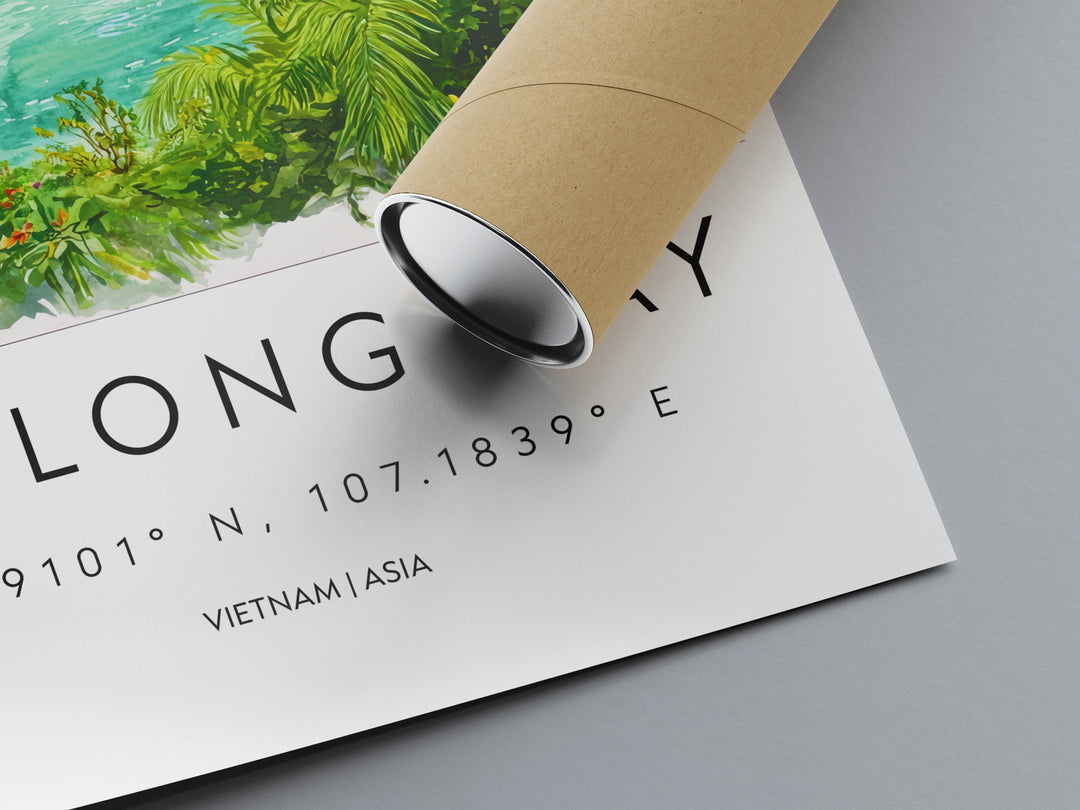 Ha Long Bay Watercolor Poster Ha Long Bay Travel Print Ha Long Bay Wall Art Vietnam Landscape Painting Ha Long Souvenir Decor