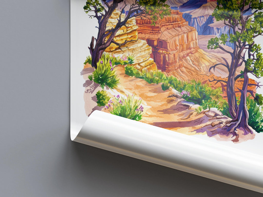 Grand Canyon Watercolor Poster Grand Canyon Travel Print Grand Canyon Wall Art Grand Canyon Painting USA Landscape Decor