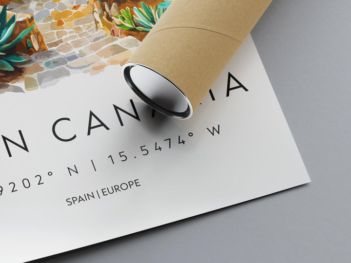 Gran Canaria Watercolor Poster Gran Canaria Travel Print Gran Canaria Wall Art Island Painting Gran Canaria Souvenir Decor