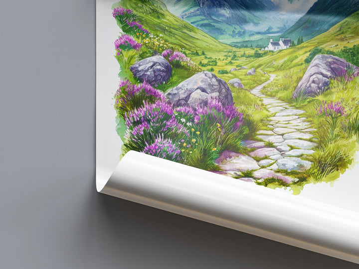 Glencoe Watercolor Poster Glencoe Travel Print Glencoe Wall Art Glencoe Landscape Painting Glencoe Souvenir Scotland Decor