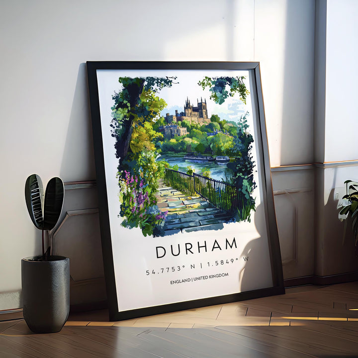 Durham Watercolor Poster Durham Travel Print Durham Wall Art Durham City Painting Durham Cathedral Souvenir UK Decor