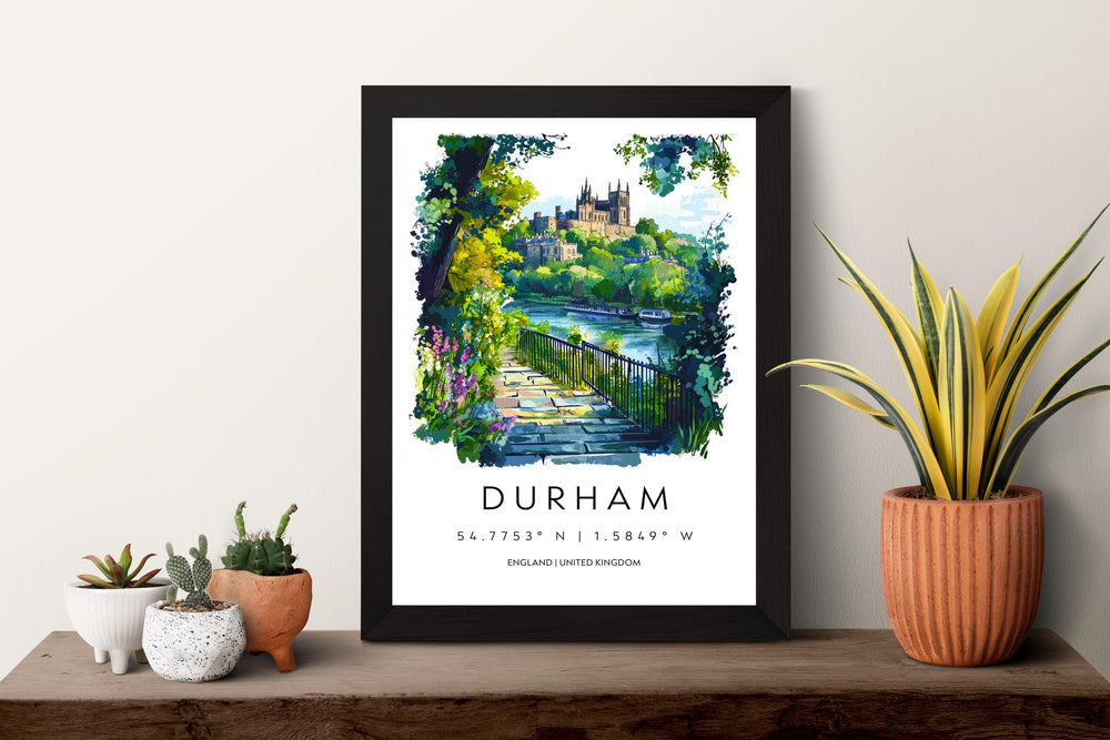 Durham Watercolor Poster Durham Travel Print Durham Wall Art Durham City Painting Durham Cathedral Souvenir UK Decor