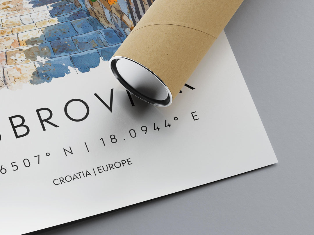 Dubrovnik Watercolor Poster Dubrovnik Travel Print Dubrovnik Wall Art Dubrovnik Painting Croatia Souvenir Coastal Decor