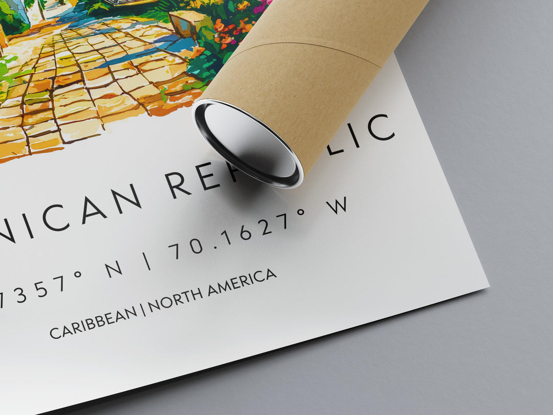 Dominican Republic Watercolor Poster Caribbean Travel Print Island Wall Art Dominican Landscape Painting Beach Souvenir Decor