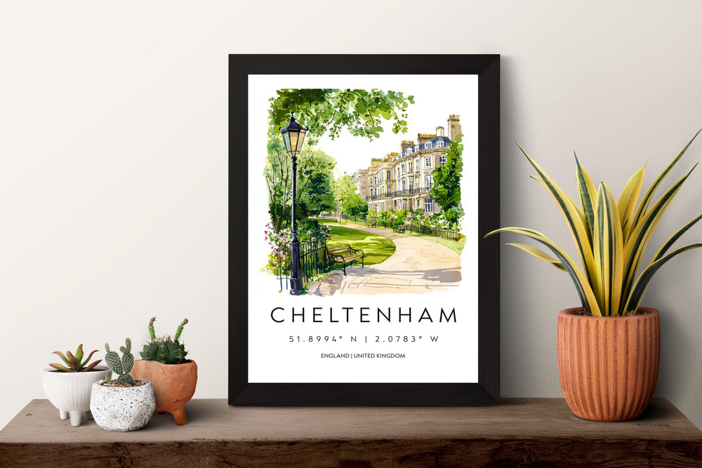 Cheltenham Watercolor Poster Cheltenham Travel Print Cheltenham Wall Art Cheltenham Painting UK Town Souvenir Decor