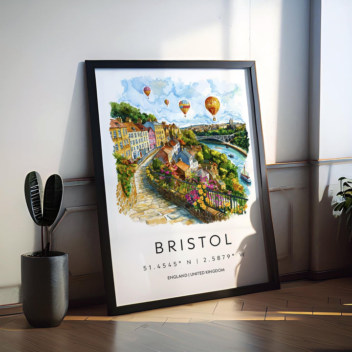 Bristol Watercolor Poster Bristol Travel Print Bristol Wall Art Bristol Cityscape Painting Bristol Souvenir UK Decor