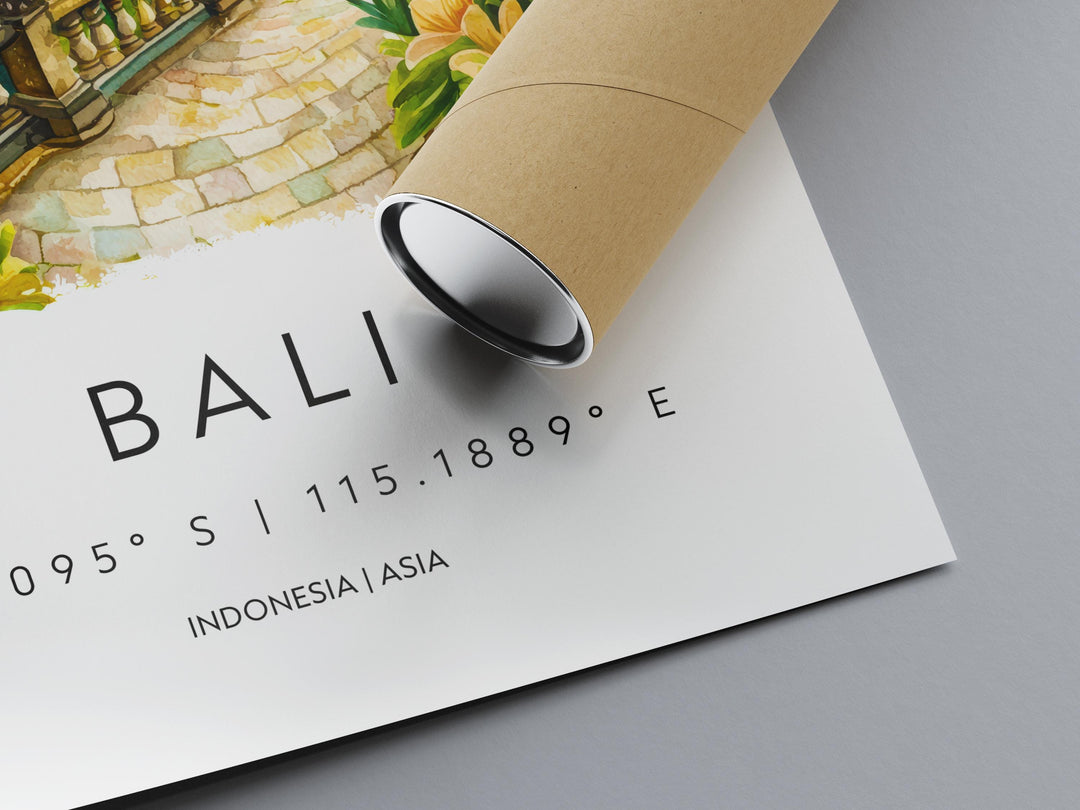 Bali Watercolor Poster Bali Travel Print Bali Wall Art Bali Landscape Painting Bali Souvenir Tropical Island Decor