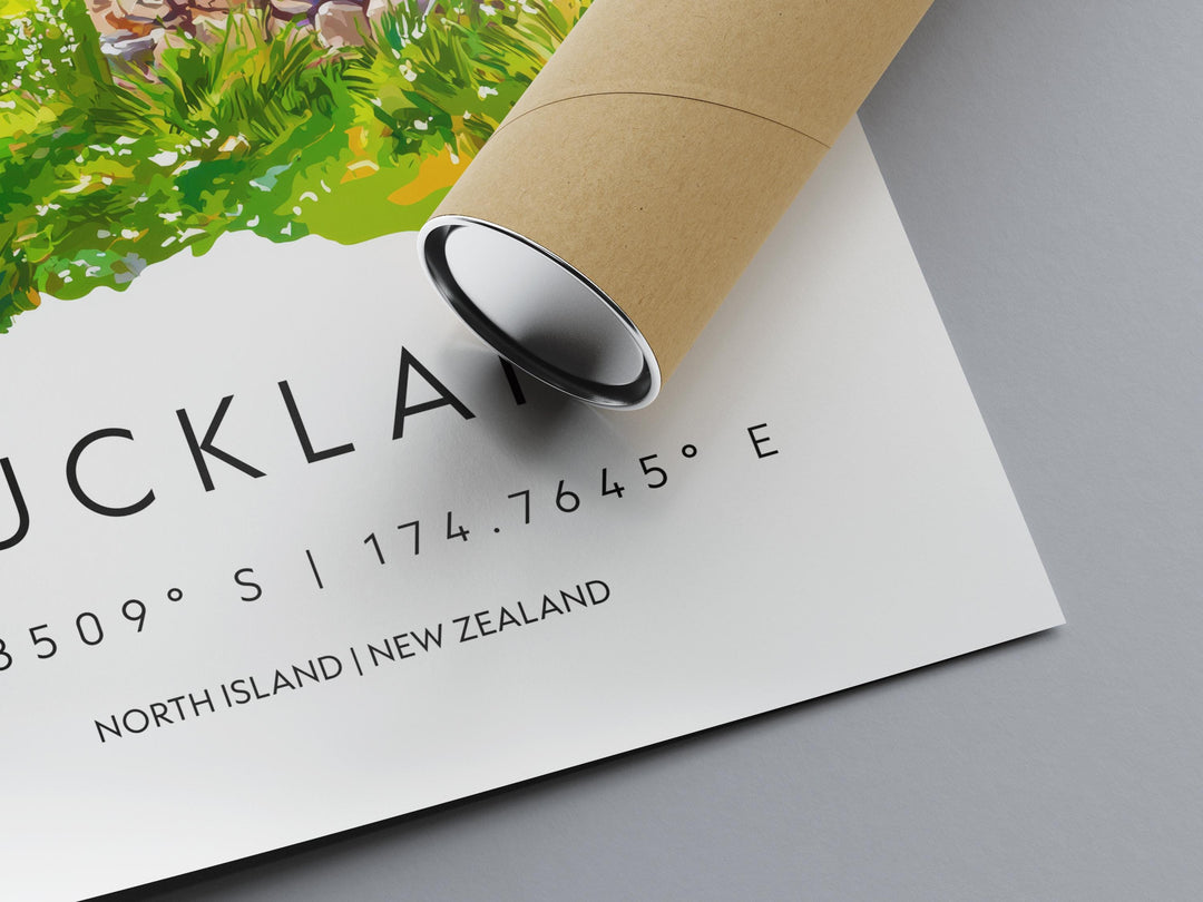 Auckland Watercolor Poster Auckland Travel Print Auckland Wall Art Auckland Cityscape Painting New Zealand Souvenir Decor