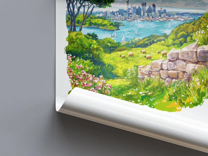 Auckland Watercolor Poster Auckland Travel Print Auckland Wall Art Auckland Cityscape Painting New Zealand Souvenir Decor