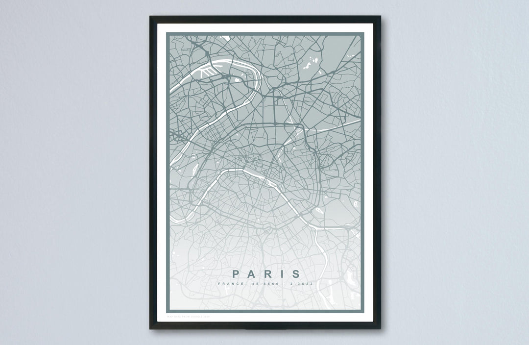 Paris Map Print (8 COLOURS AVAILABLE) Paris City Poster France Wall Art Paris Decor Street Map Art Urban Paris Illustration Travel Map Print