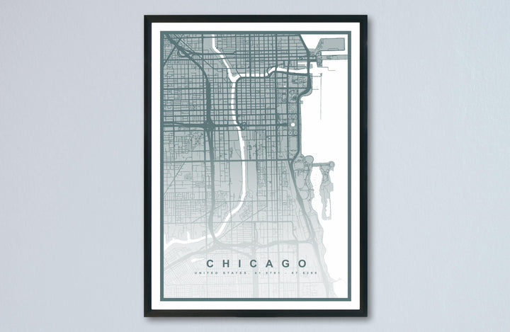 Chicago Map Print (8 COLOURS AVAILABLE) Chicago City Poster Illinois Wall Art Chicago Decor Street Map Art Urban Chicago Illustration Travel