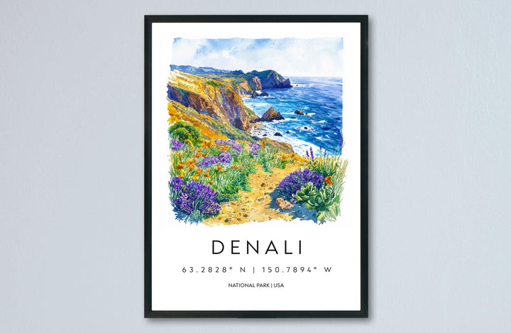 Denali Watercolor Poster Denali Travel Print Alaska Wall Art Denali National Park Decor Mountain Scene Wilderness Landscape Nature Print