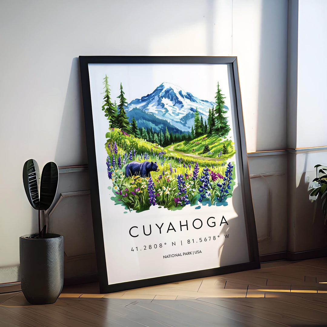 Cuyahoga Valley Watercolor Poster Cuyahoga Travel Print Ohio Wall Art National Park Decor Cuyahoga River Landscape Forest Scene Print