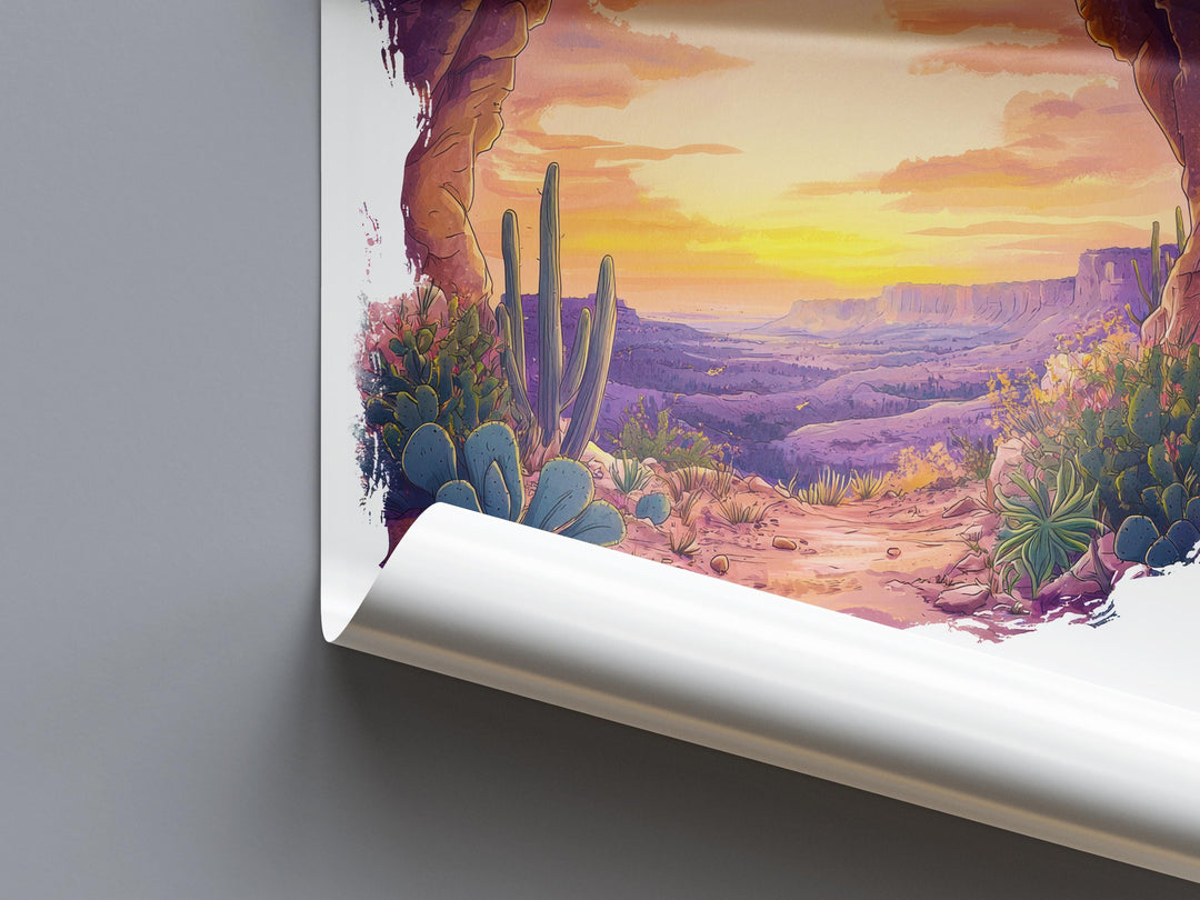 Carlsbad Caverns Watercolor Poster Carlsbad Travel Print New Mexico Wall Art Carlsbad Caverns Decor Cave Landscape Subterranean Scene