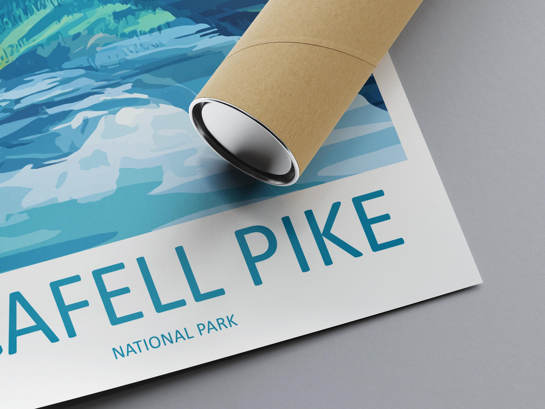Scafell Pike Travel Poster England Wall Art Mountain Peak Print Lake District View Illustration Hiking Decor Scafell Gift Souvenir