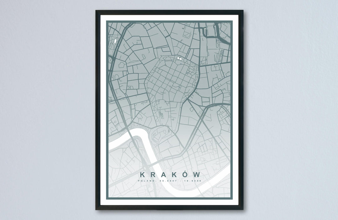 Kraków Map Print (8 COLOURS AVAILABLE) Kraków City Poster Poland Wall Art Krakow Decor Urban Street Map Travel Illustration