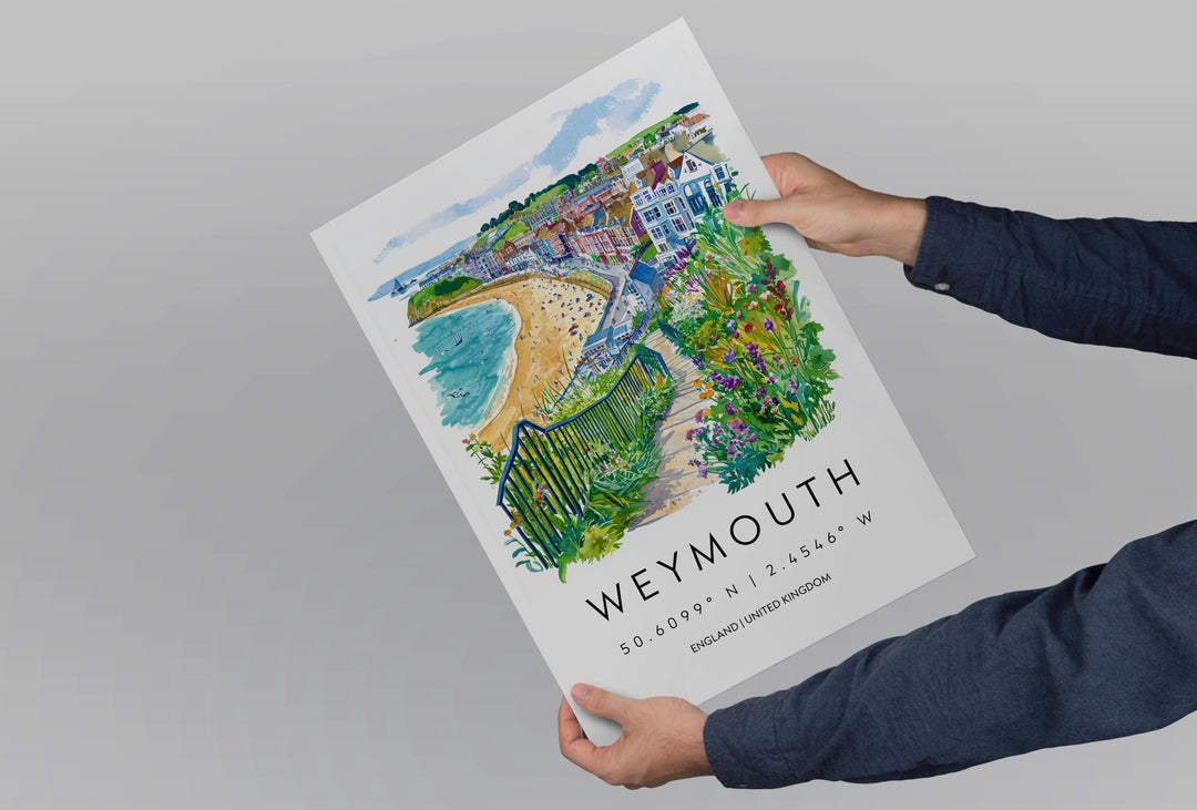 Weymouth Watercolor Poster Weymouth Travel Print Weymouth Wall Art Seaside Painting Weymouth Souvenir UK Coast Decor
